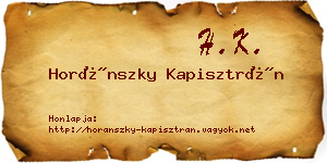 Horánszky Kapisztrán névjegykártya